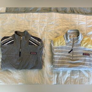Women’s Small Vineyard Vines Shep Shirts Grey/Yellow and Grey/Blue 1/4 Zip